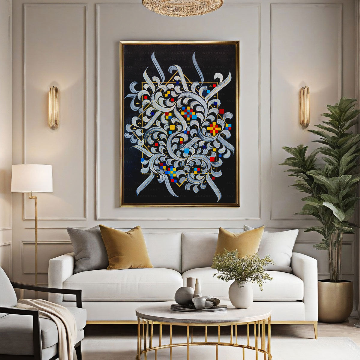 Arabic floral patterns wall art prints