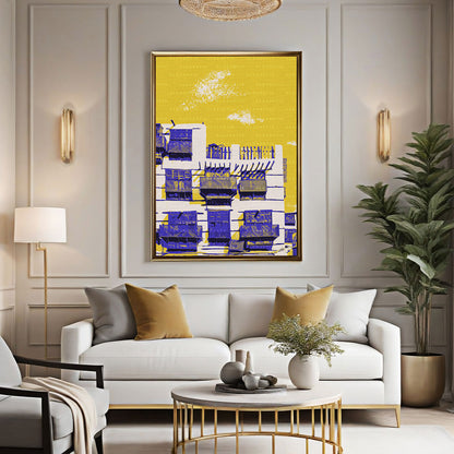 Balcony Rhythms: Between Sky and Sketch Digital Wall Art Print