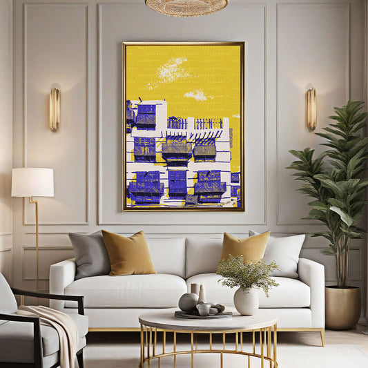 Balcony Rhythms: Between Sky and Sketch Digital Wall Art Print