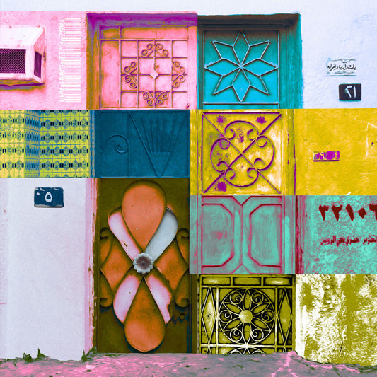 Digital Wall Doors of Al Ruwais Collage Print