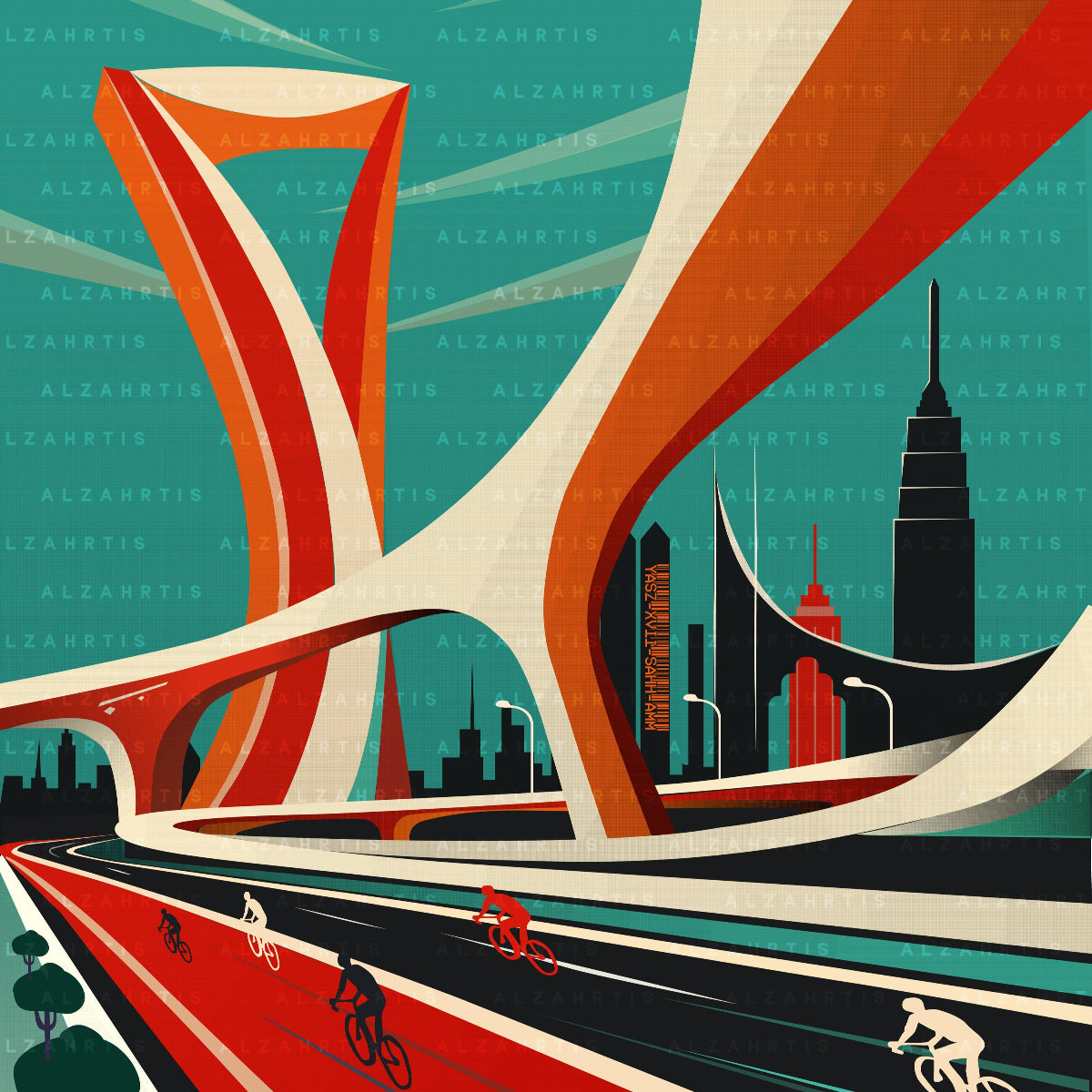 Riyadh Cycling Digital Art Print